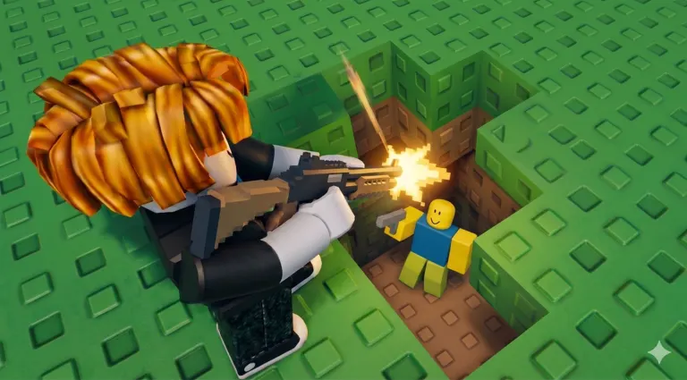 Dig and Shoot artwork of a player shooting from a dug-out block trench