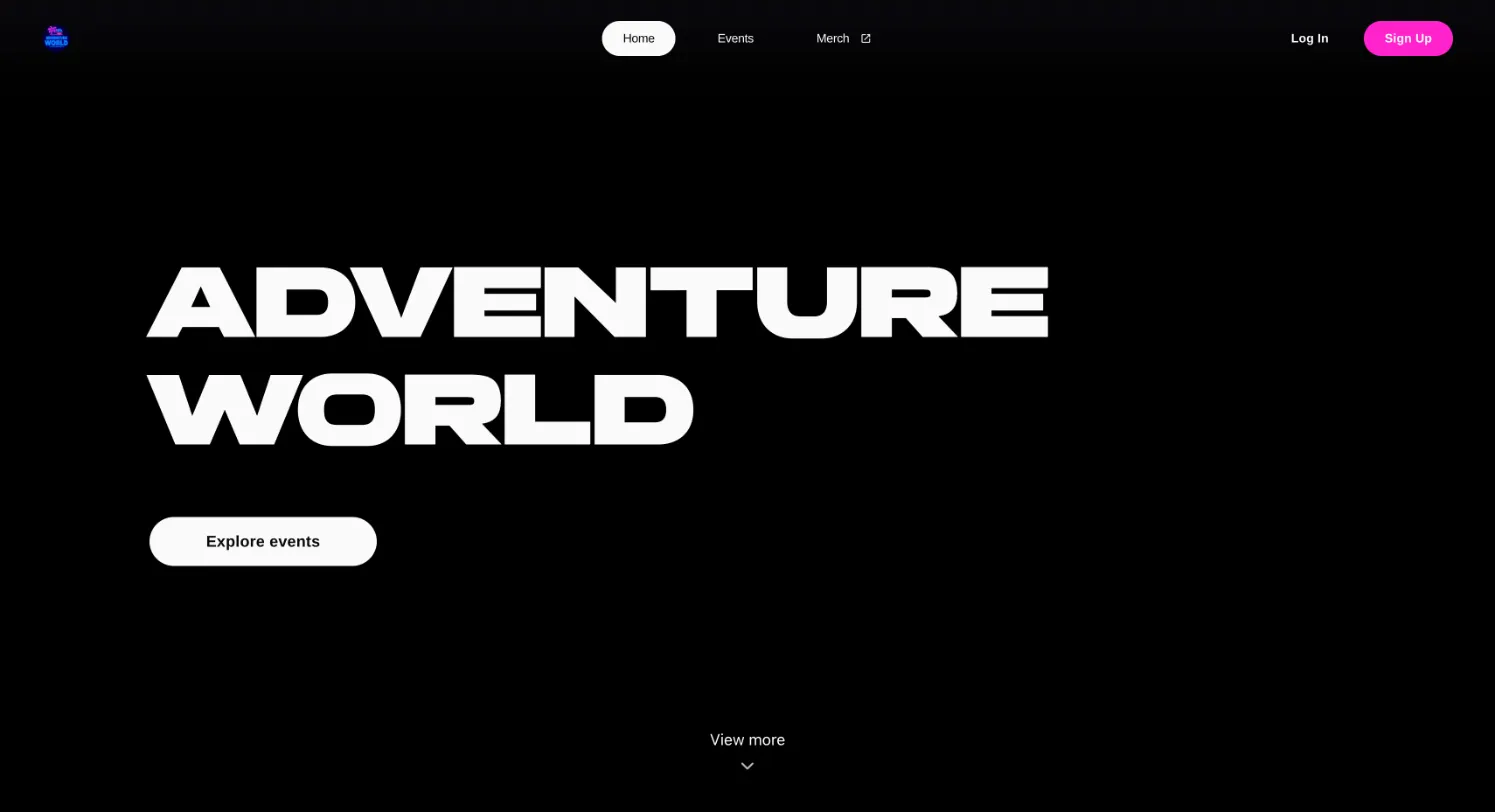 The Adventure World website home page